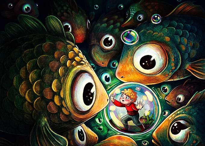 Boy Trapped in Bubble Underwater