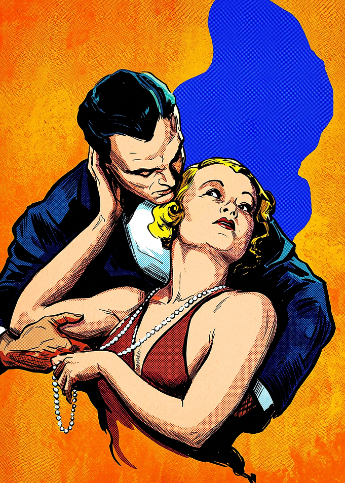Vintage Romantic Comic Book Illustration