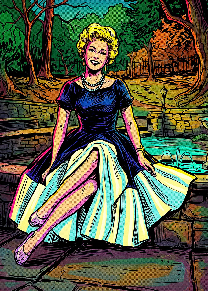 Vintage Comic Style Elegant Woman Portrait