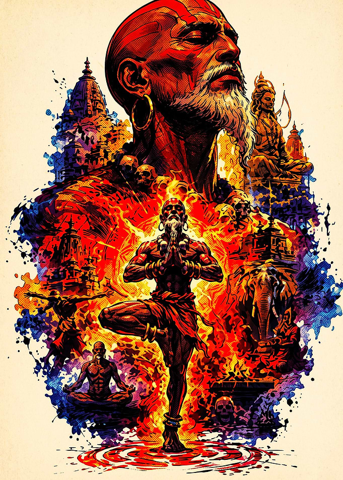 Aghori Sadhu Spiritual Meditation Art