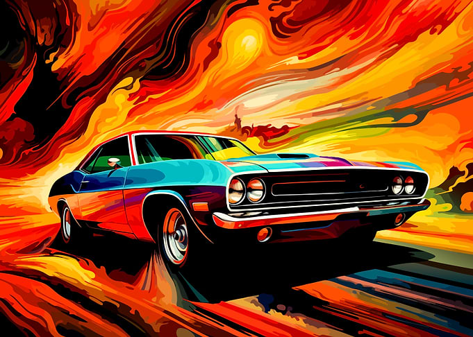 Abstract Muscle Car in Motion