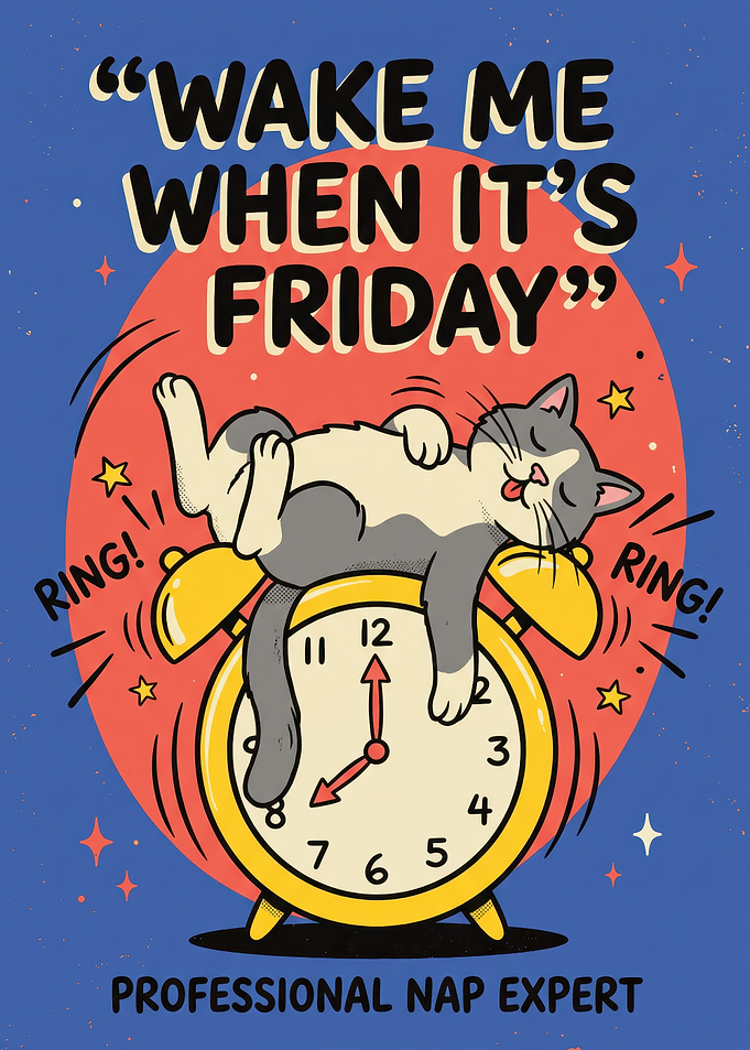 Wake Me When It's Friday Cat