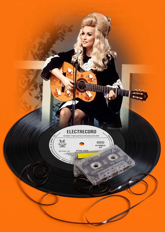 Dolly Parton Vintage Music Collage