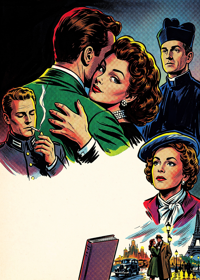 Vintage Romance and Mystery Comic Illustration