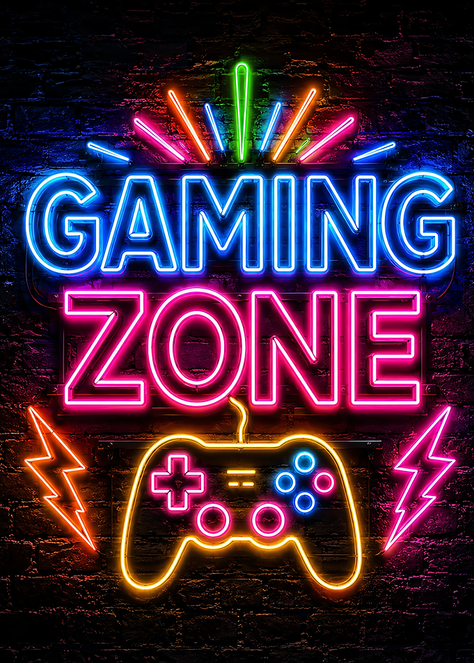 Gaming Zone Neon Sign Wall Decor