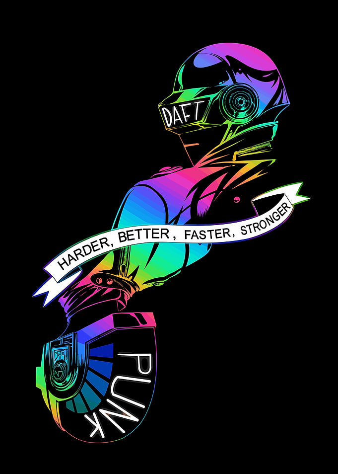 Daft Punk Rainbow Helmet Illustration