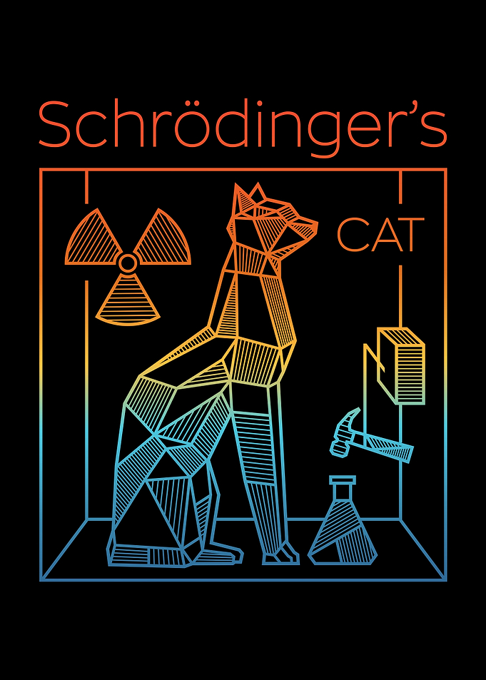 Schrödinger's Cat Geometric Line Art