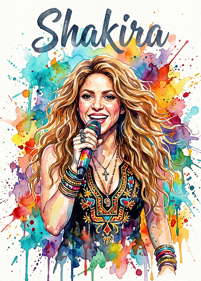 Shakira Watercolor Portrait Art