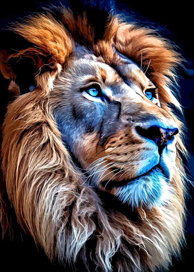 Majestic Lion with Glowing Blue Eyes