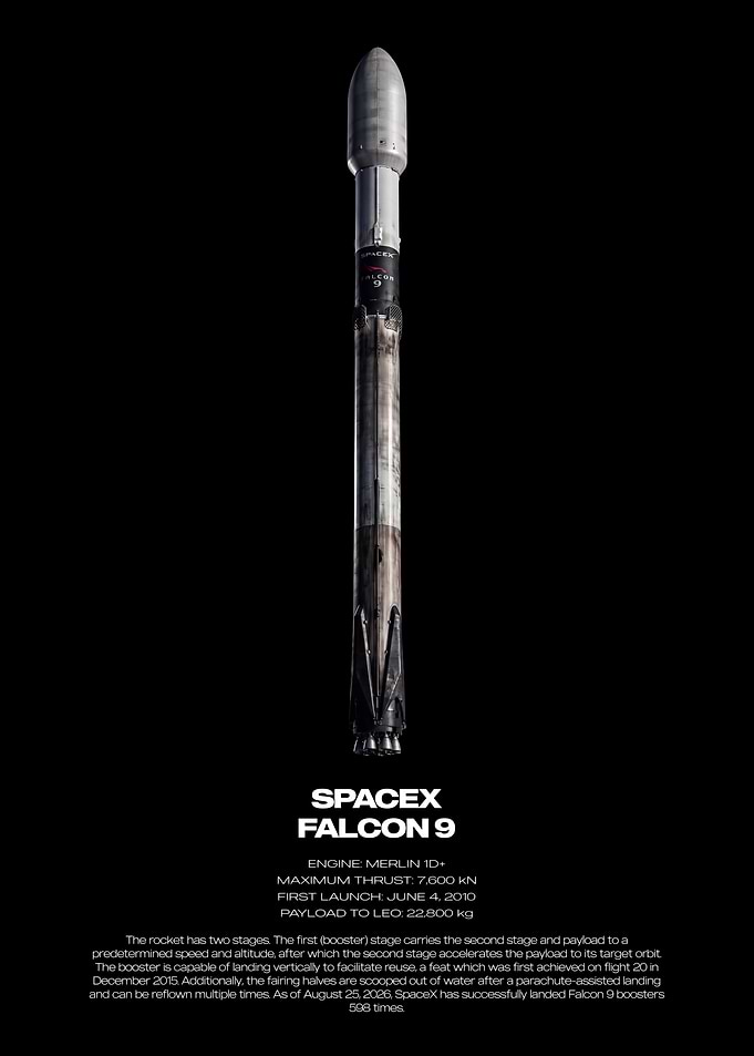 SpaceX Falcon 9 Rocket Poster