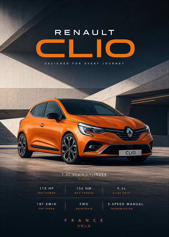 Renault Clio Car Poster