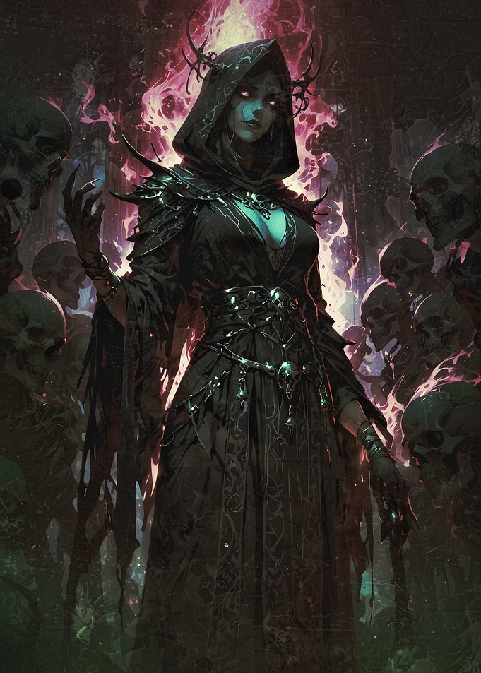 Dark Necromancer Queen with Skulls