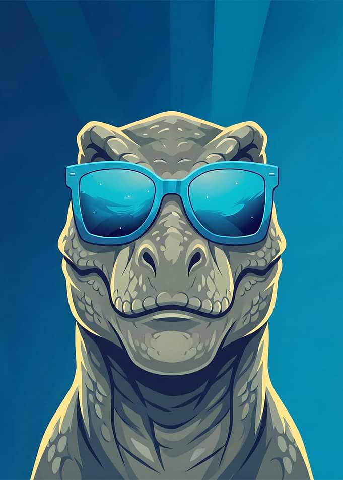 Cool T-Rex in Blue Sunglasses