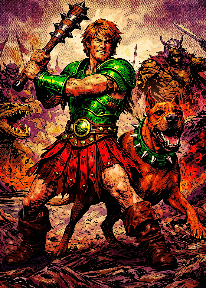 Warrior and War Dog Fantasy Illustration