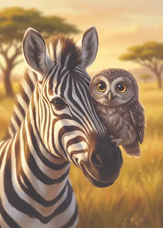 Zebra and Owl Friends