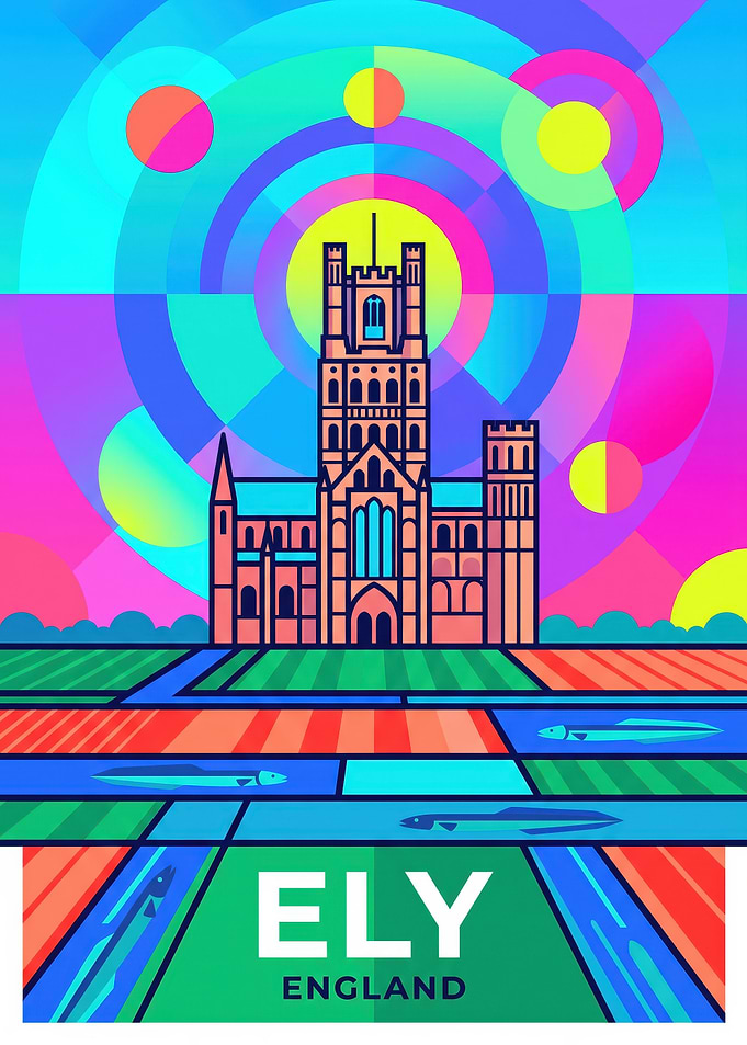 Ely Cathedral England Pop Art Poster