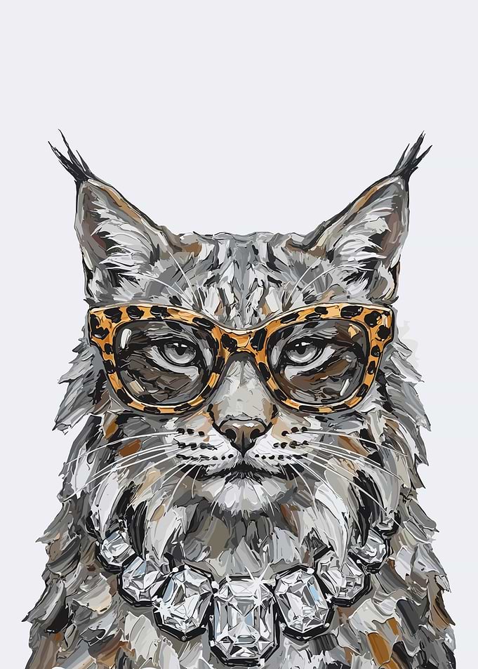 Stylish Lynx with Leopard Print Glasses