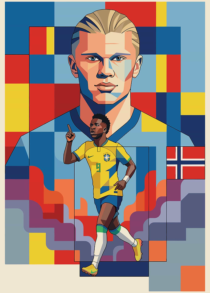 Erling Haaland and Vinicius Jr Poster