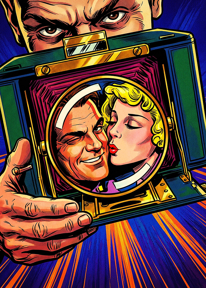 Vintage Comic Style Camera Portrait