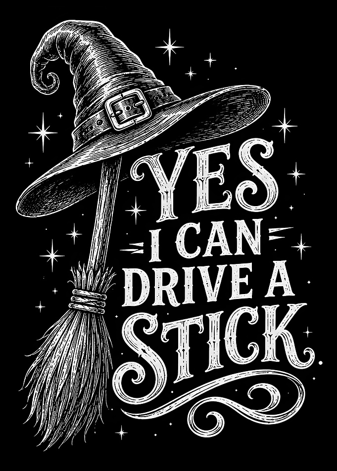 Yes I Can Drive A Stick Funny Witch Broom Retro Halloween