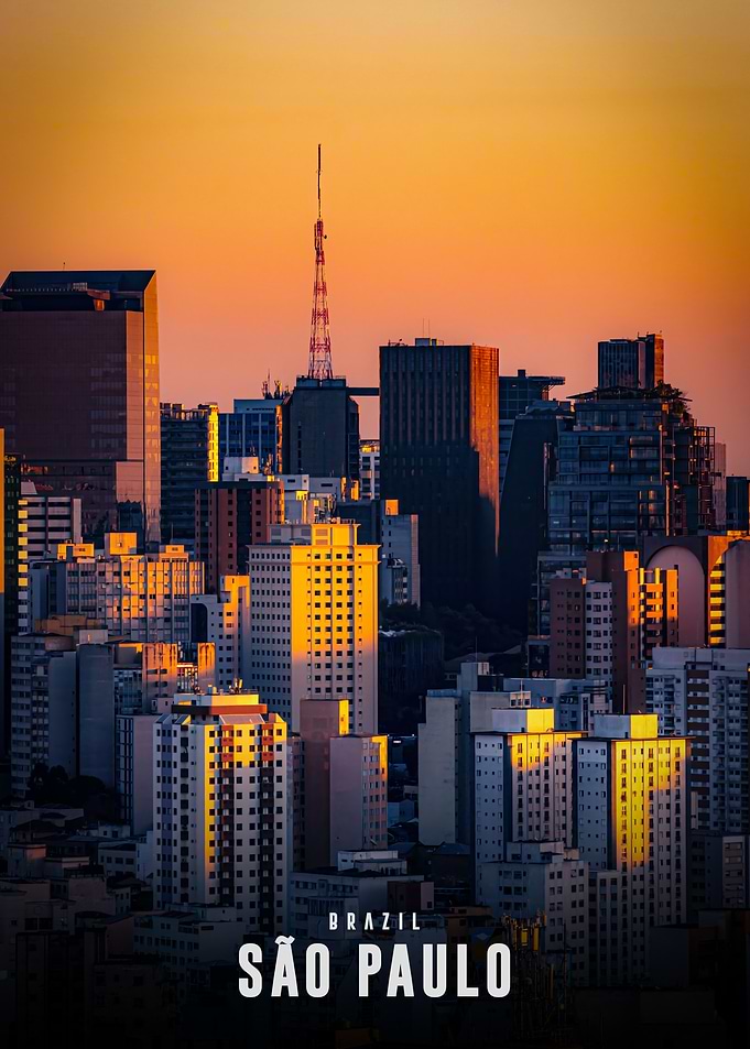 Sunset Skyline of São Paulo Brazil