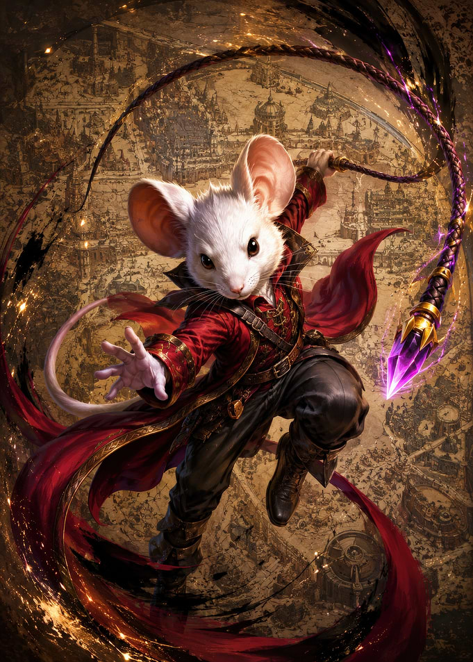 Adventurous White Mouse Warrior