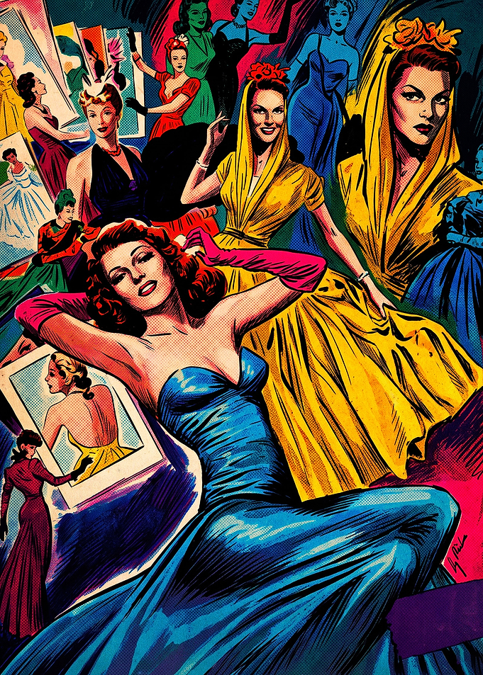 Vintage Comic Style Glamour Collage