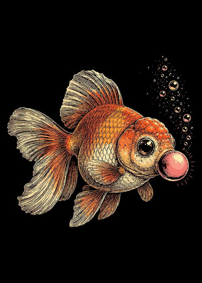 Goldfish Blowing a Bubble gum