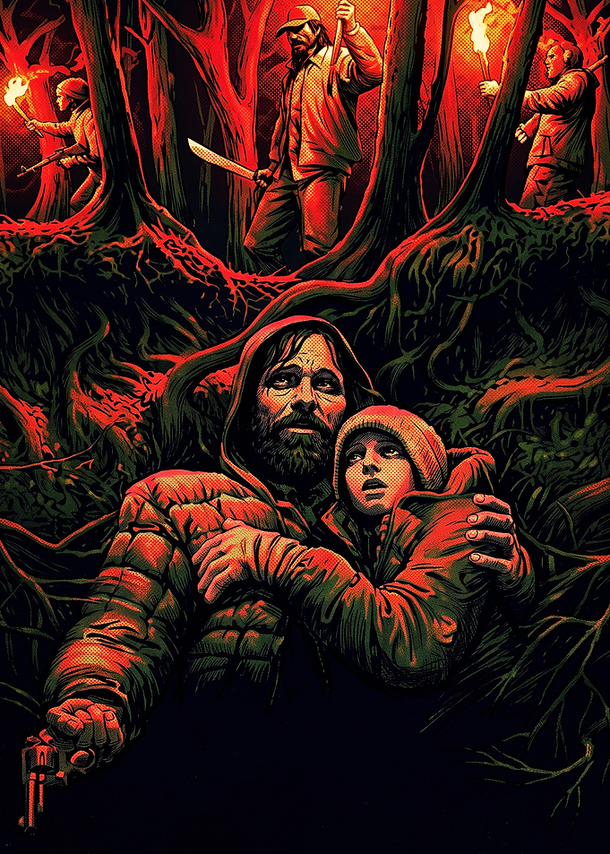 The Road Father and Son Illustration