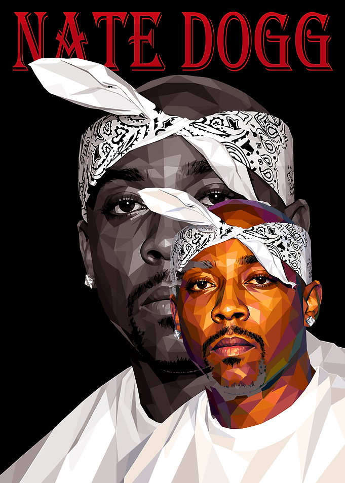 Nate Dogg Low Poly Portrait