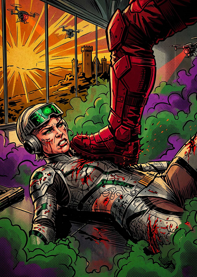 Comic Book Style Sci-Fi Battle Scene