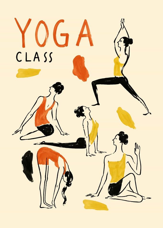 Yoga Class Minimalist Illustration Poster