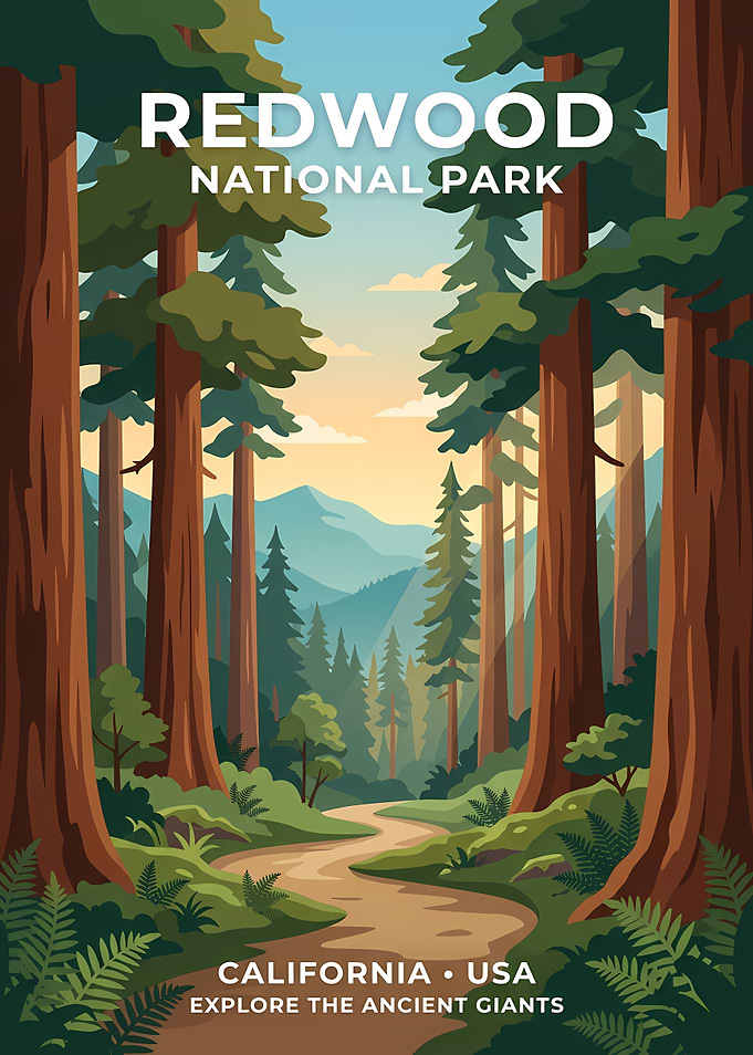 Redwood National Park Travel Poster