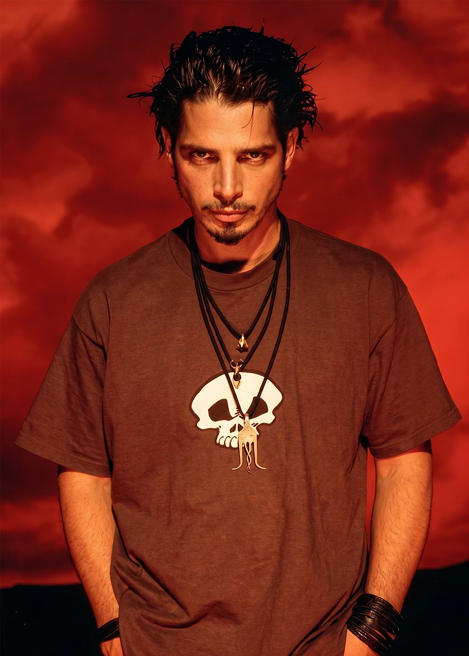Chris Cornell Portrait with Skull Necklace
