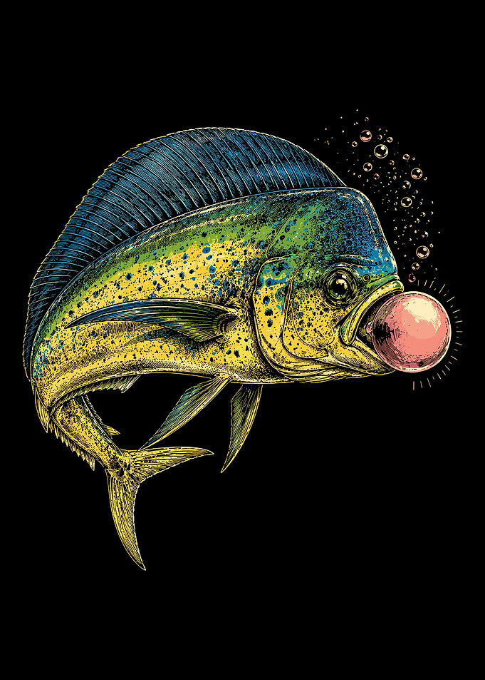 Mahi Mahi Fish Blowing Bubblegum