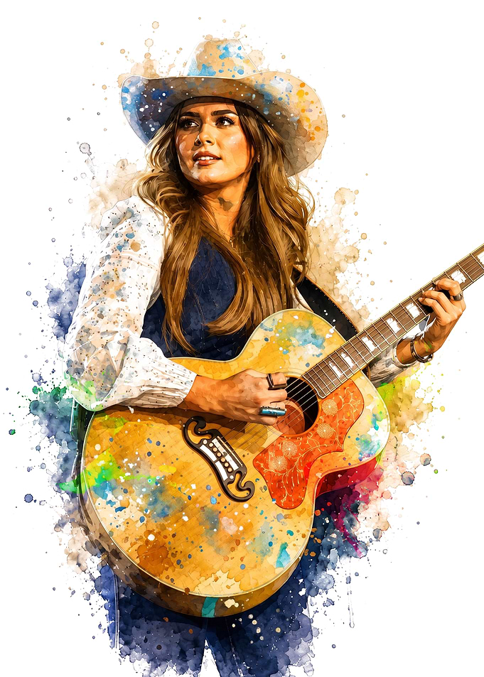 Watercolor Ella Langley with Guitar