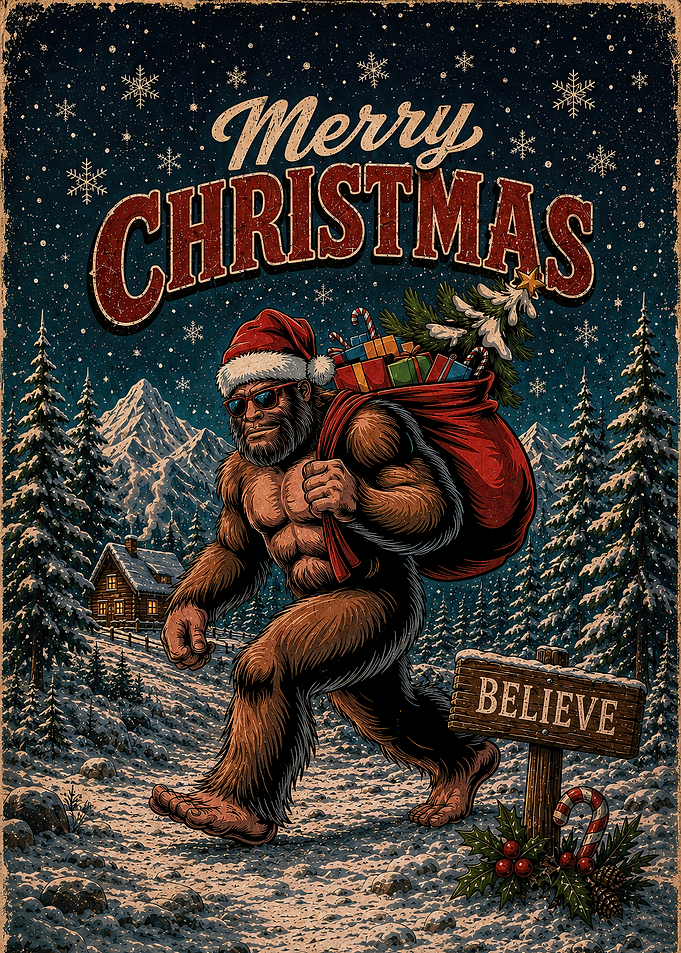 Merry Christmas Bigfoot Poster