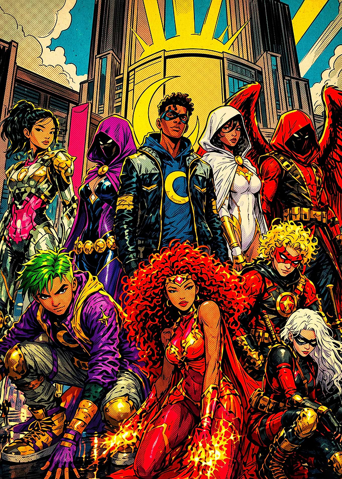Diverse Superhero Team Comic Book Cover