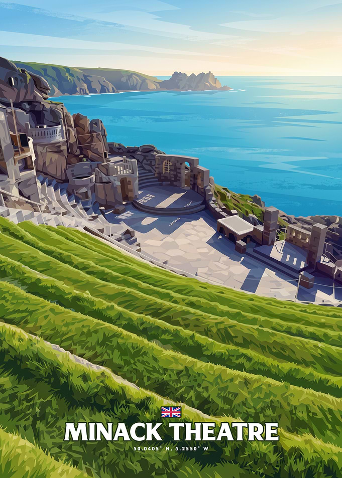 Minack Theatre Cornwall Travel Poster