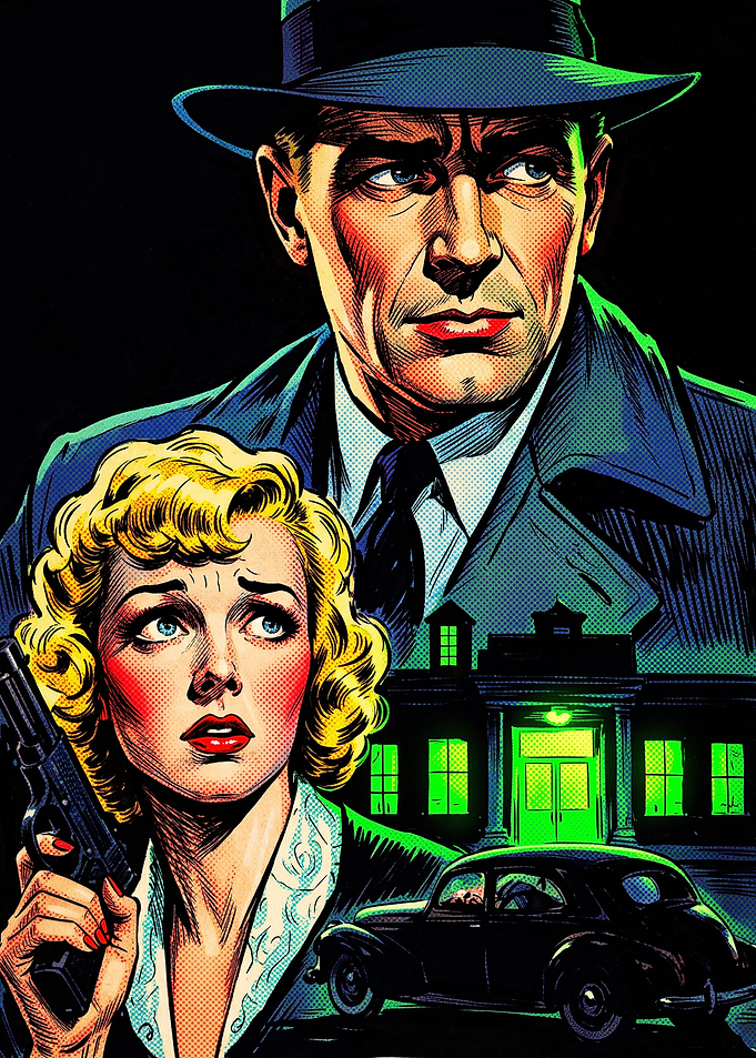 Vintage Noir Detective Comic Art