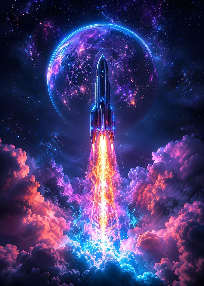 Cosmic Rocket Launch Nebula