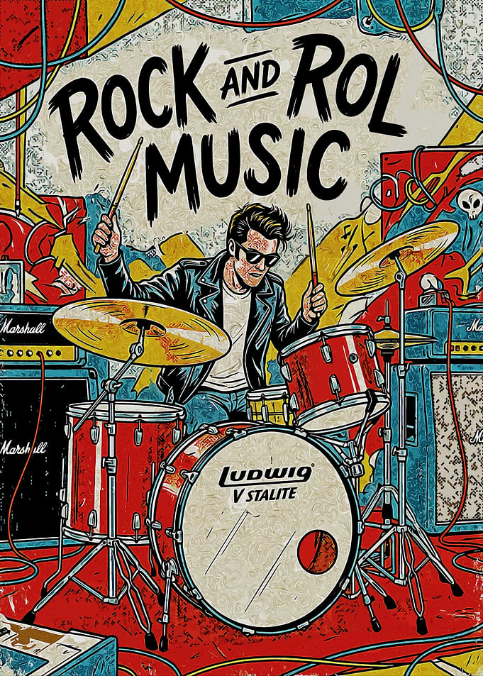 Rock and Roll Music Drummer Poster