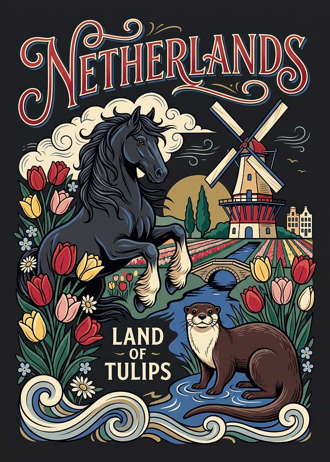 Netherlands Land of Tulips Poster