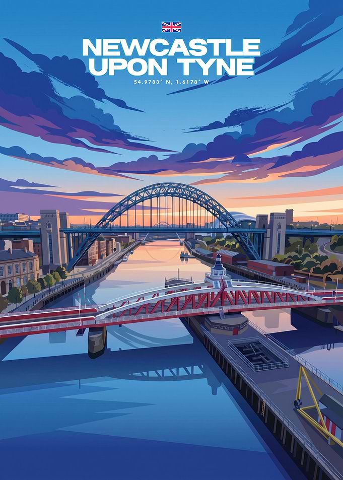 Newcastle Upon Tyne Travel Poster
