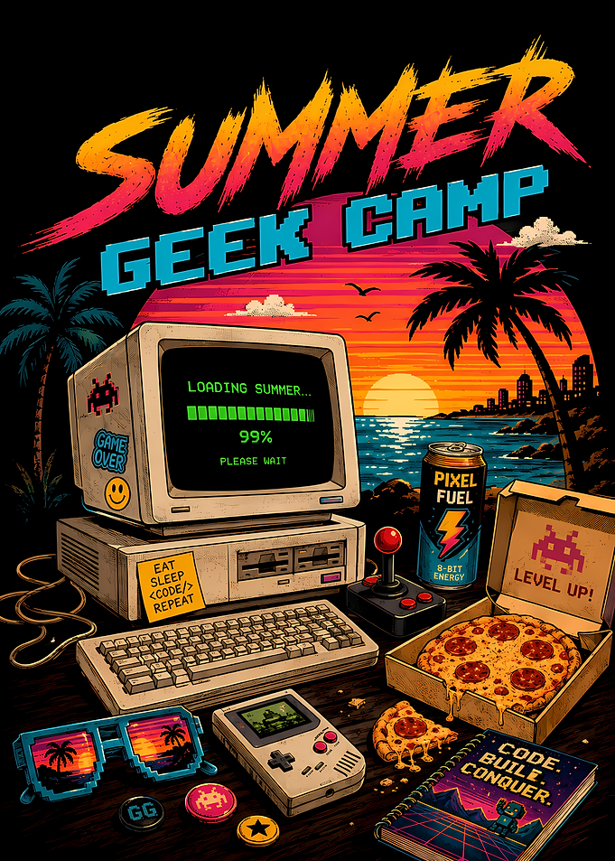 Summer Geek Camp Retro Gaming Poster