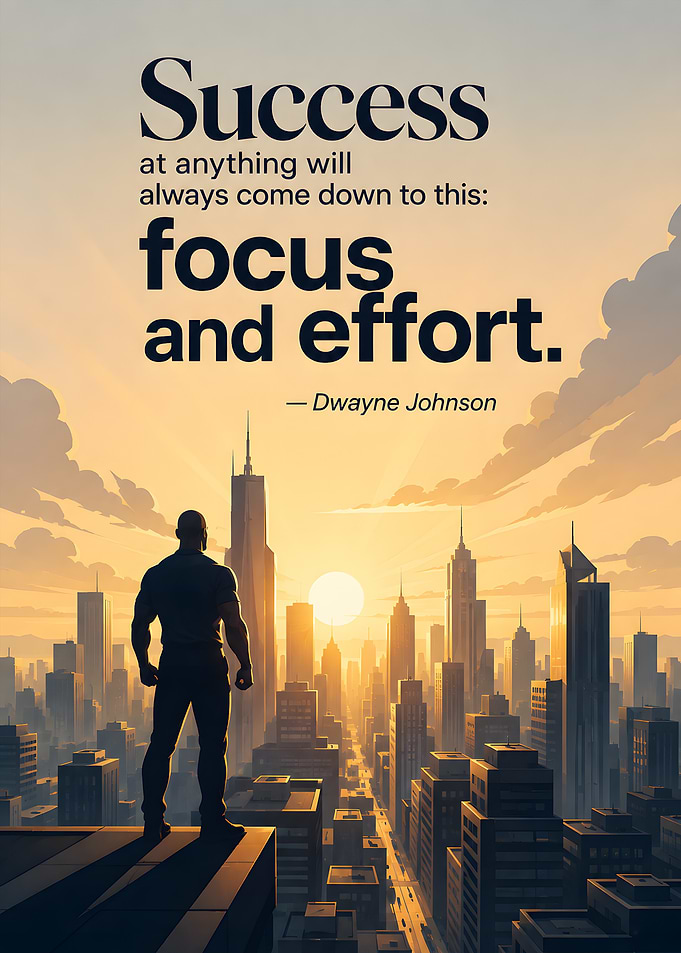Dwayne Johnson Inspirational Success Quote Poster