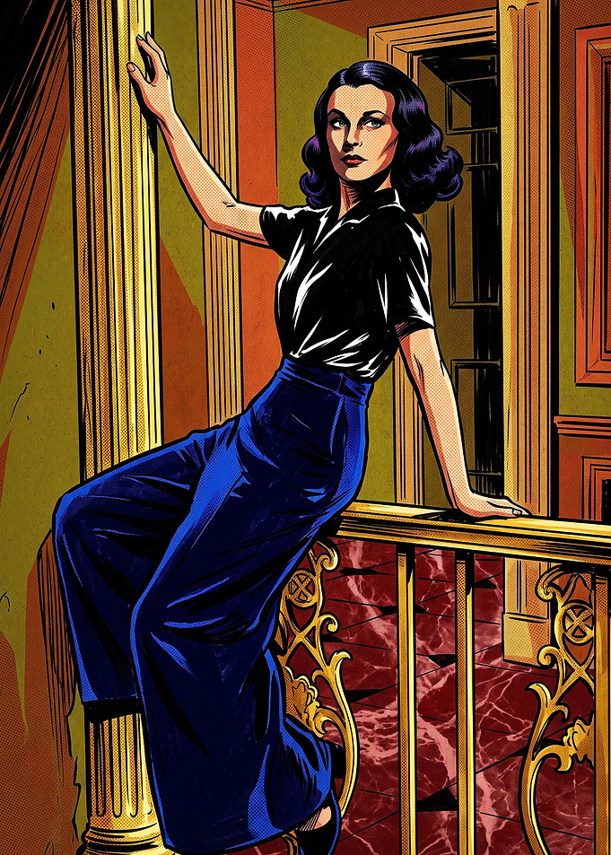 Vintage Glamour Woman in Comic Style