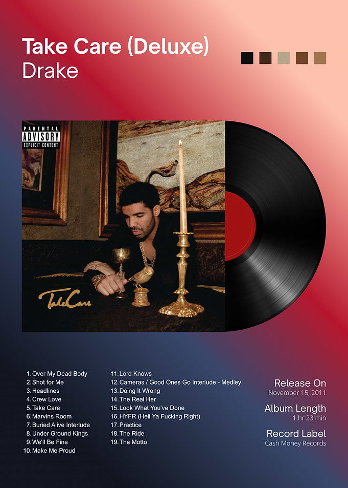 Drake Take Care Album Poster