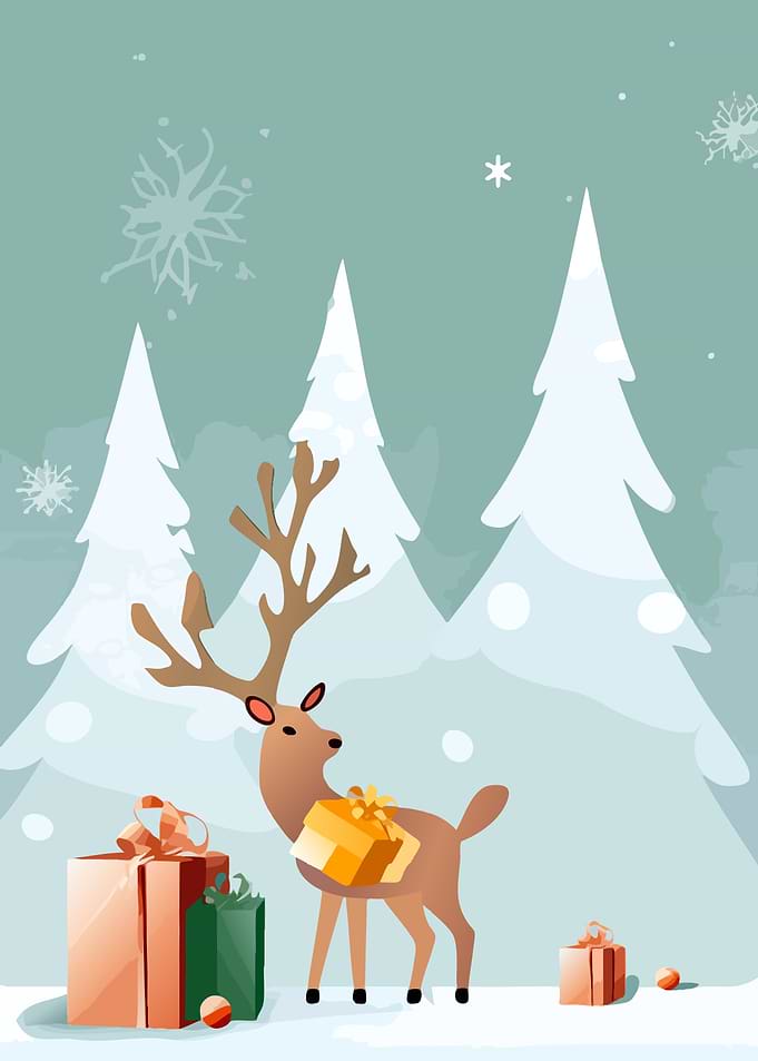 Cute Reindeer with Christmas Gifts