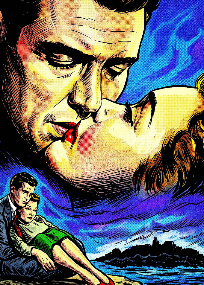 Vintage Romantic Comic Book Illustration